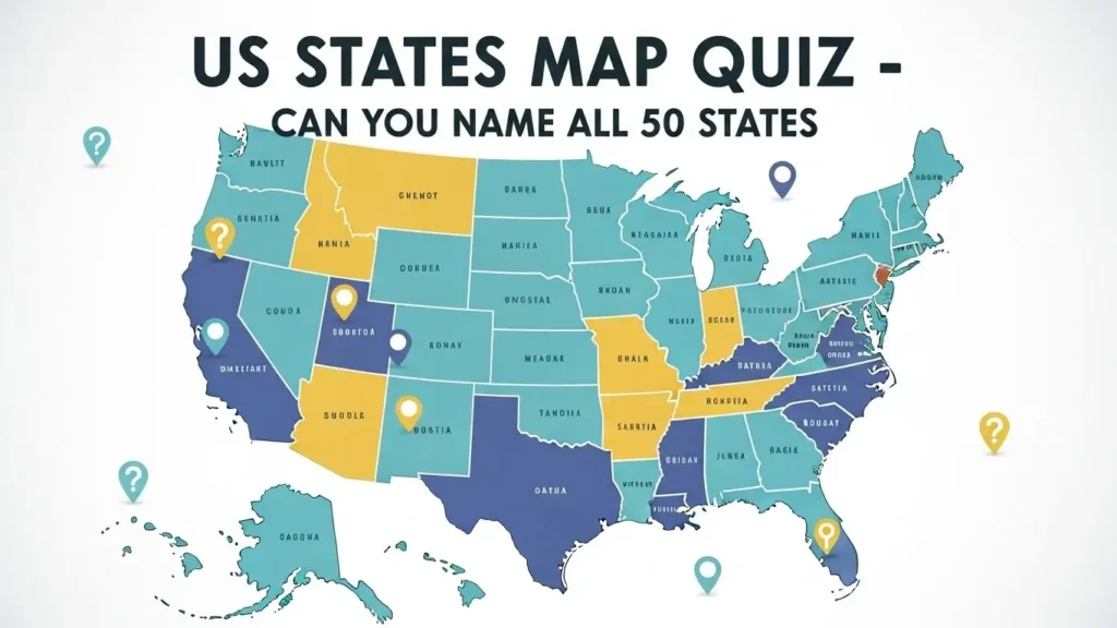 20 US States Map Quiz to Test Your Geography knowledge Questions 6 US States Map Quiz Find Map of 50 United States of America